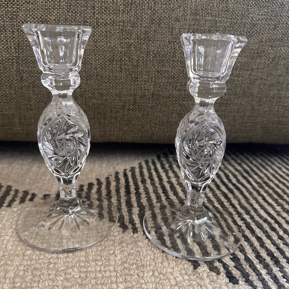 Elegant Clear Glass Candle Holders
